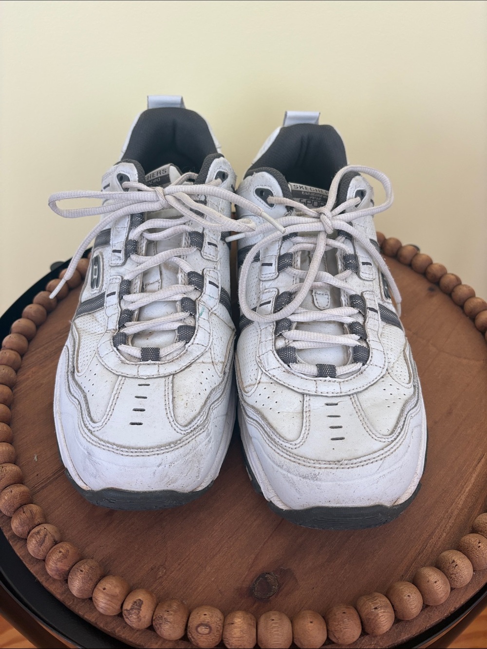 Skechers White and Gray Lace-Up Walking Sneakers Size 12